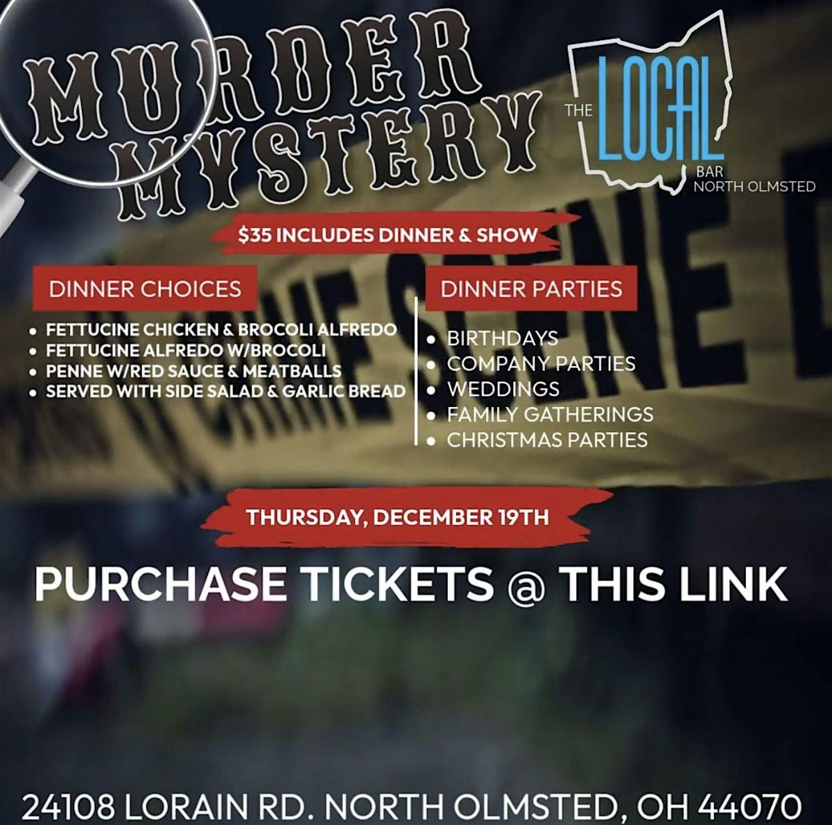 CHRISTMAS M**der MYSTERY THEMED DINNER AT THE LOCAL NORTH OLMSTED