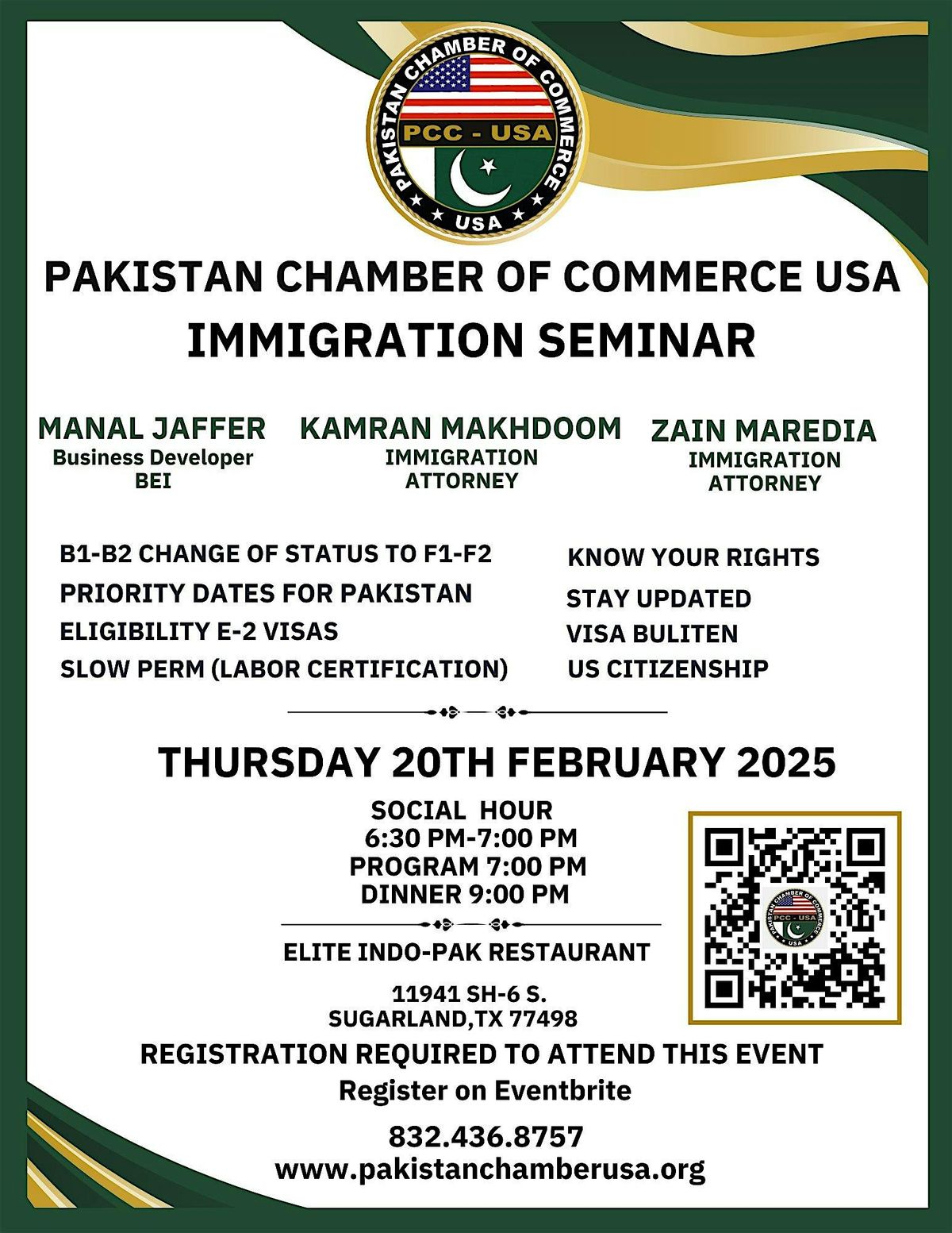 Pakistan Chamber of Commerce USA Immigration Seminar