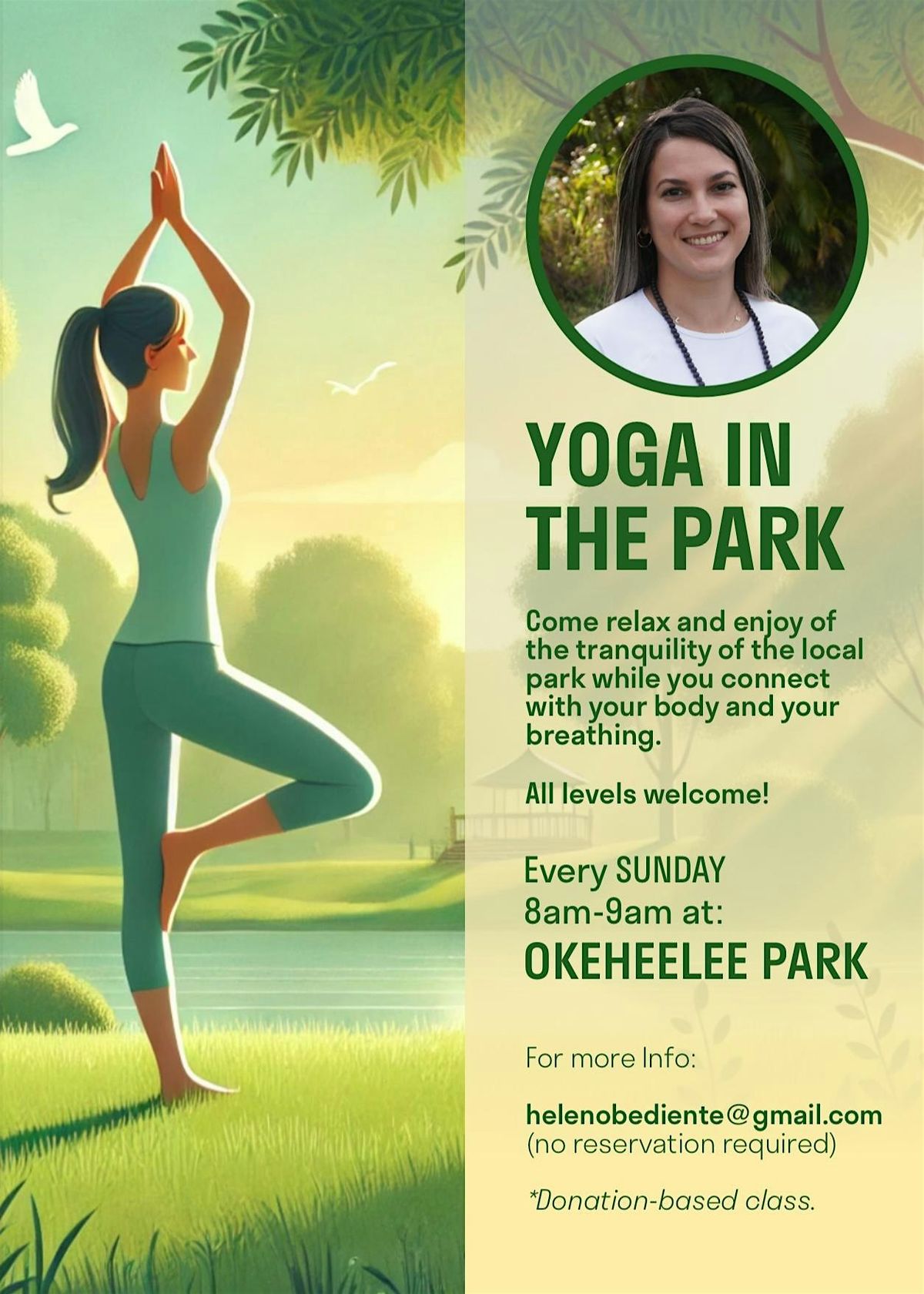 FREE YOGA IN THE PARK EVERY SUNDAY 8-9AM with HELEN