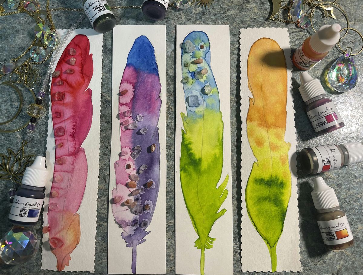 Feather Watercolor bookmark