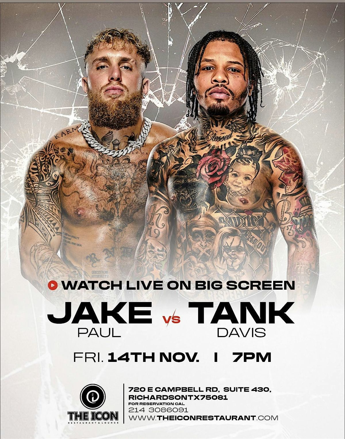 Tank Vs Jake Paul fight watch party at The Icon restaurant