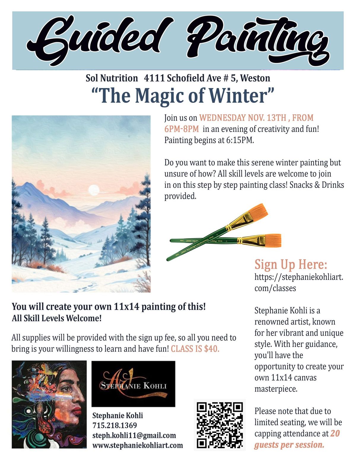 The Magic of Winter Guided Painting Class 