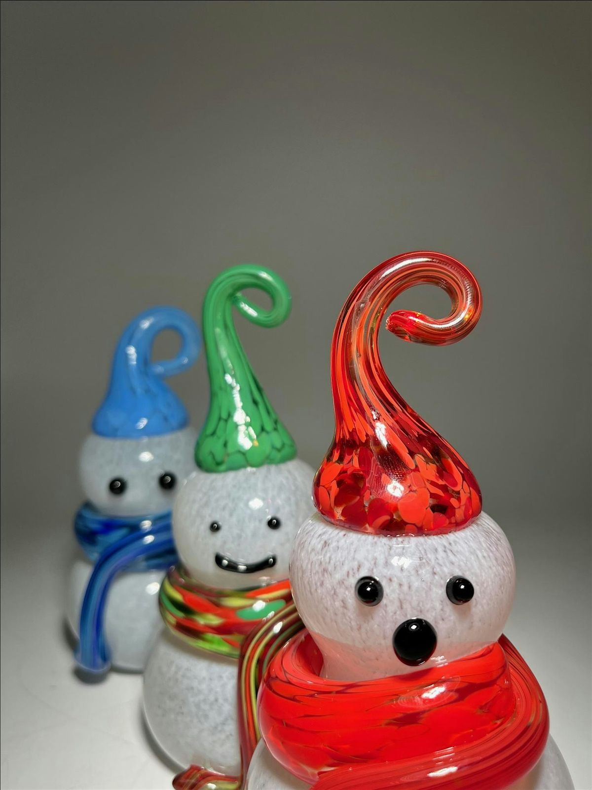 The Coolest way to start date night-Snowpeople out of hot glass.