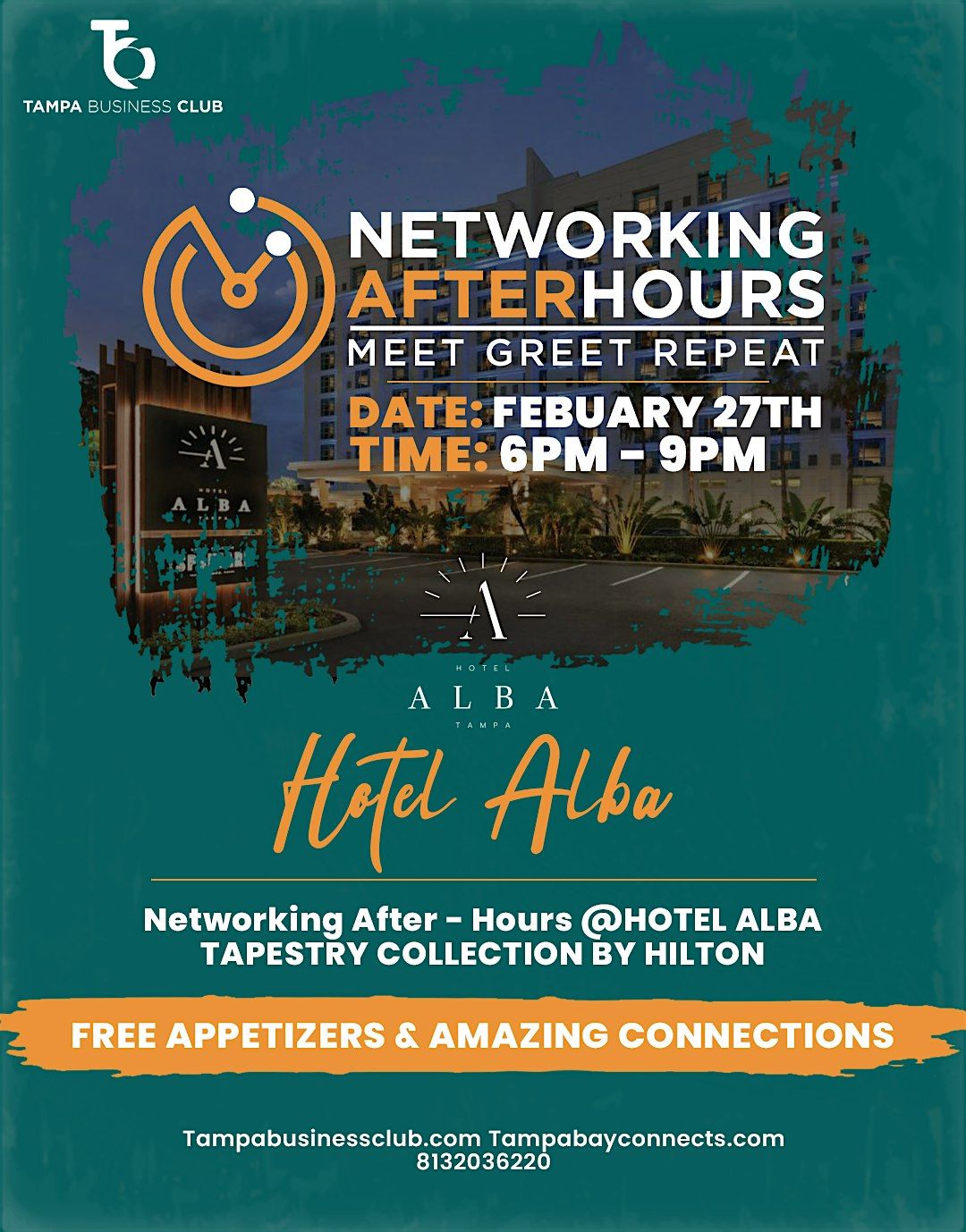 Networking After-hours @ Hotel Alba. TONS of professionals. Free Appetizers