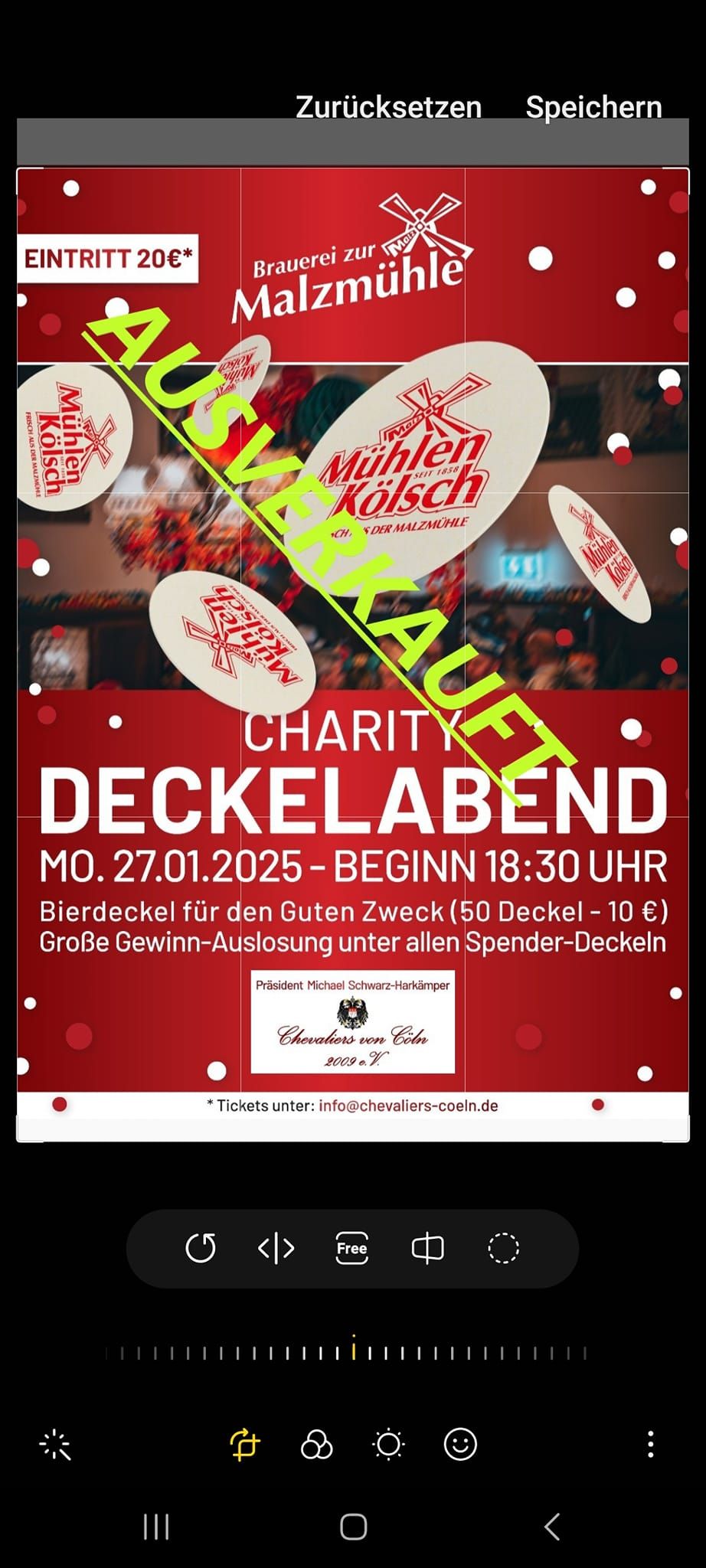 AUSVERKAUFT  2ter Charity Deckelabend