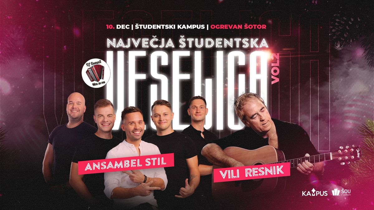 Najve\u010dja \u0161tudentska veselica \/\/ 10. december \/\/ Ansambel Stil & Vili Resnik