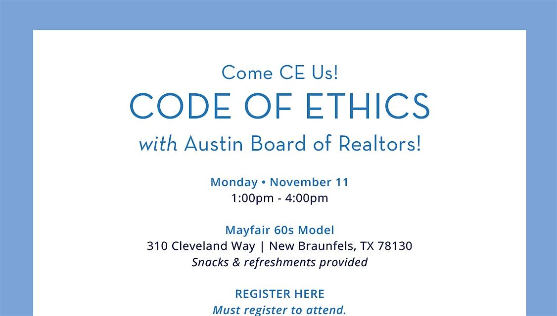 REALTOR Code of Ethics CE Class in Mayfair!