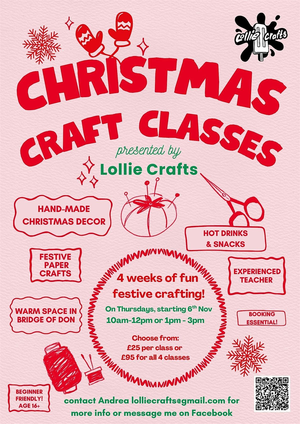 Christmas Craft Classes presented by Lollie Crafts 1pm - 3pm slot