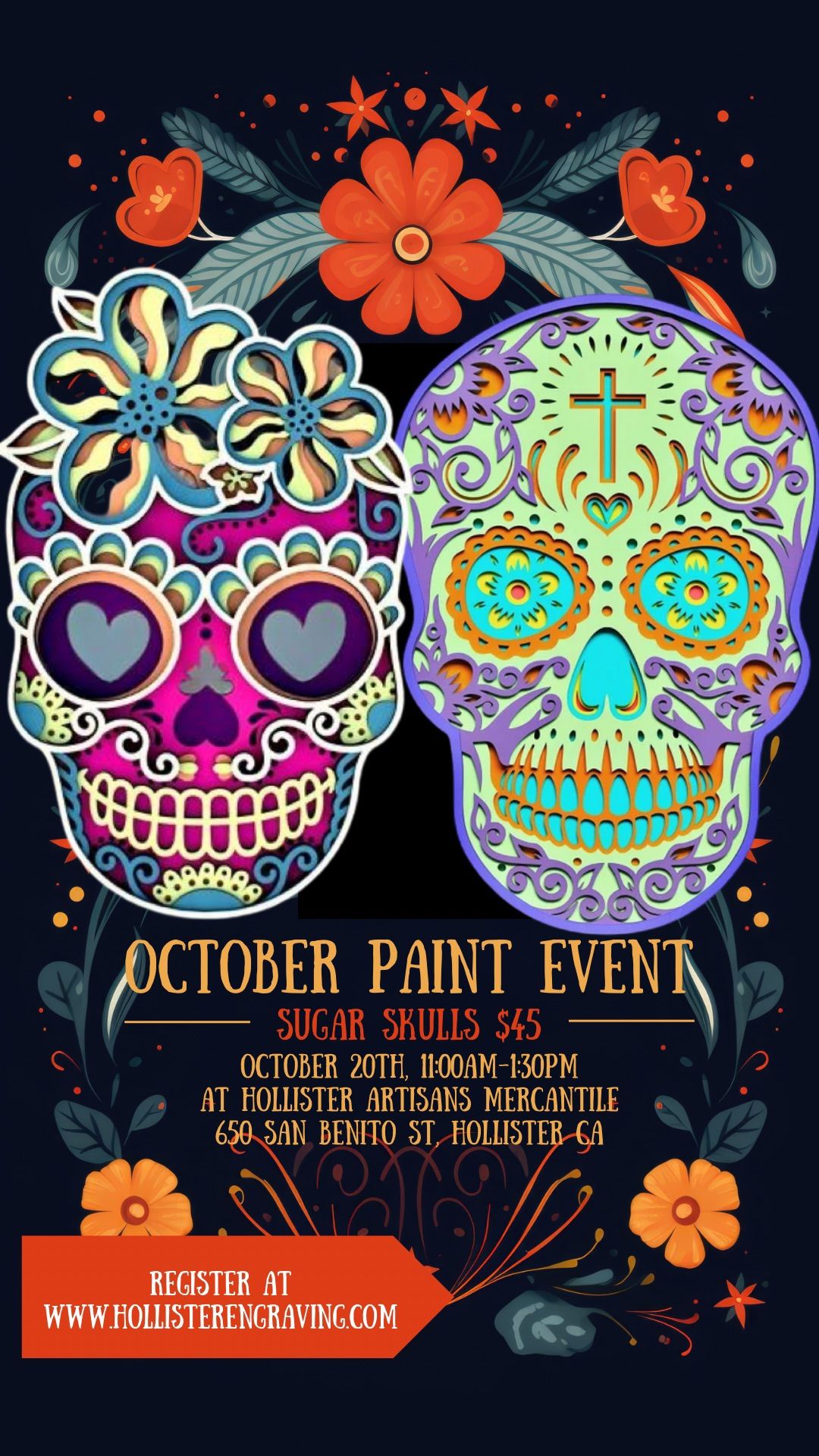 October Layered Sugar Skulls Paint class