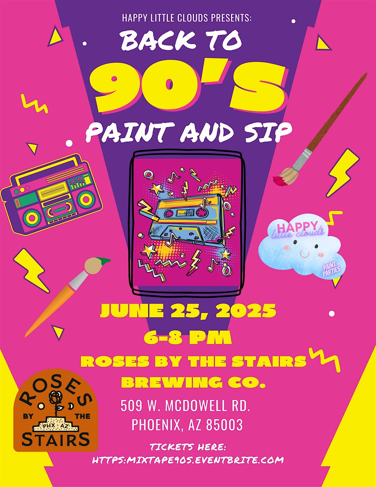 Back to the 90s Cassette Tape Paint and Sip at Roses by the Stairs ...