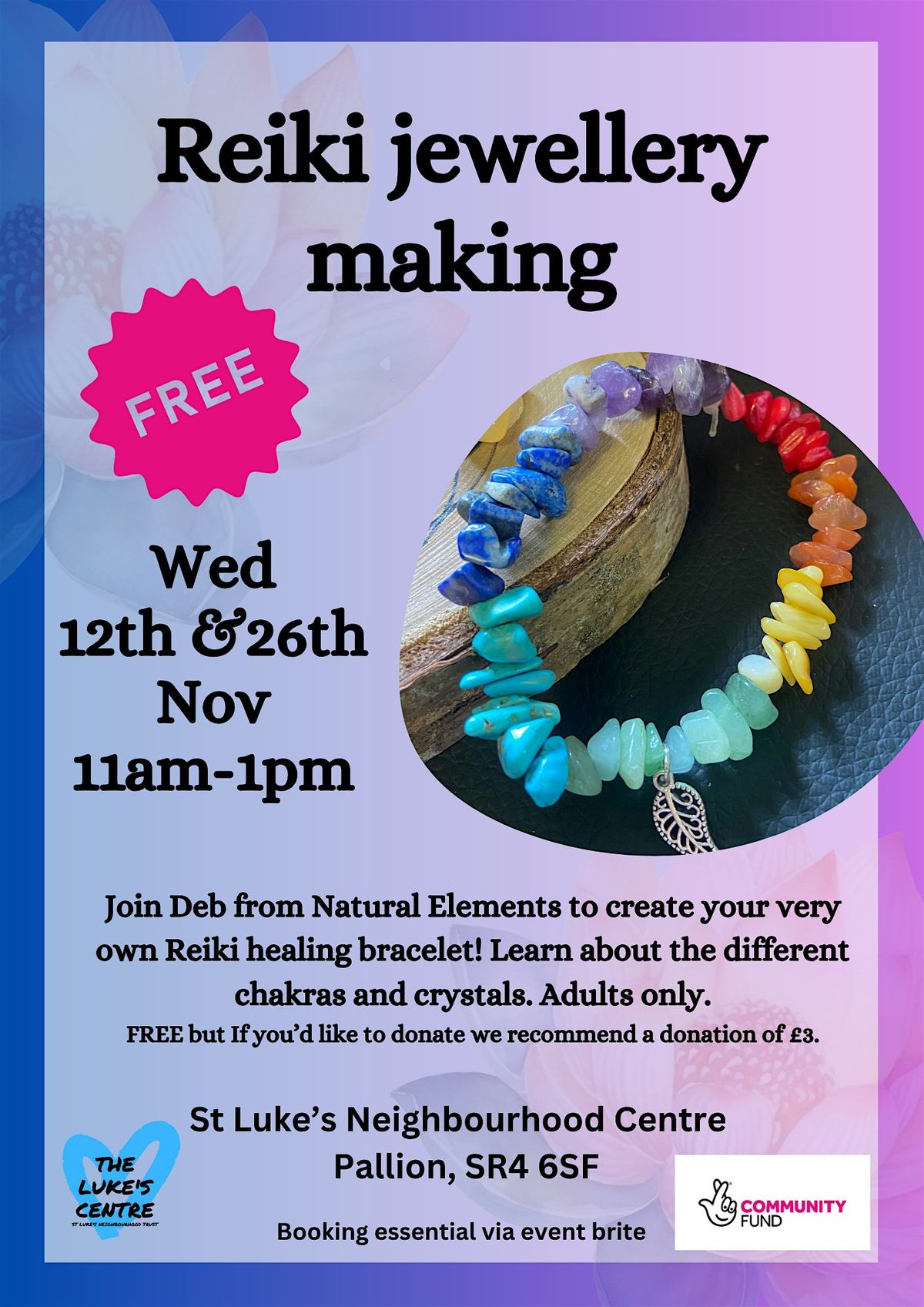 Reiki jewellery making!- Free! (Donations welcome)
