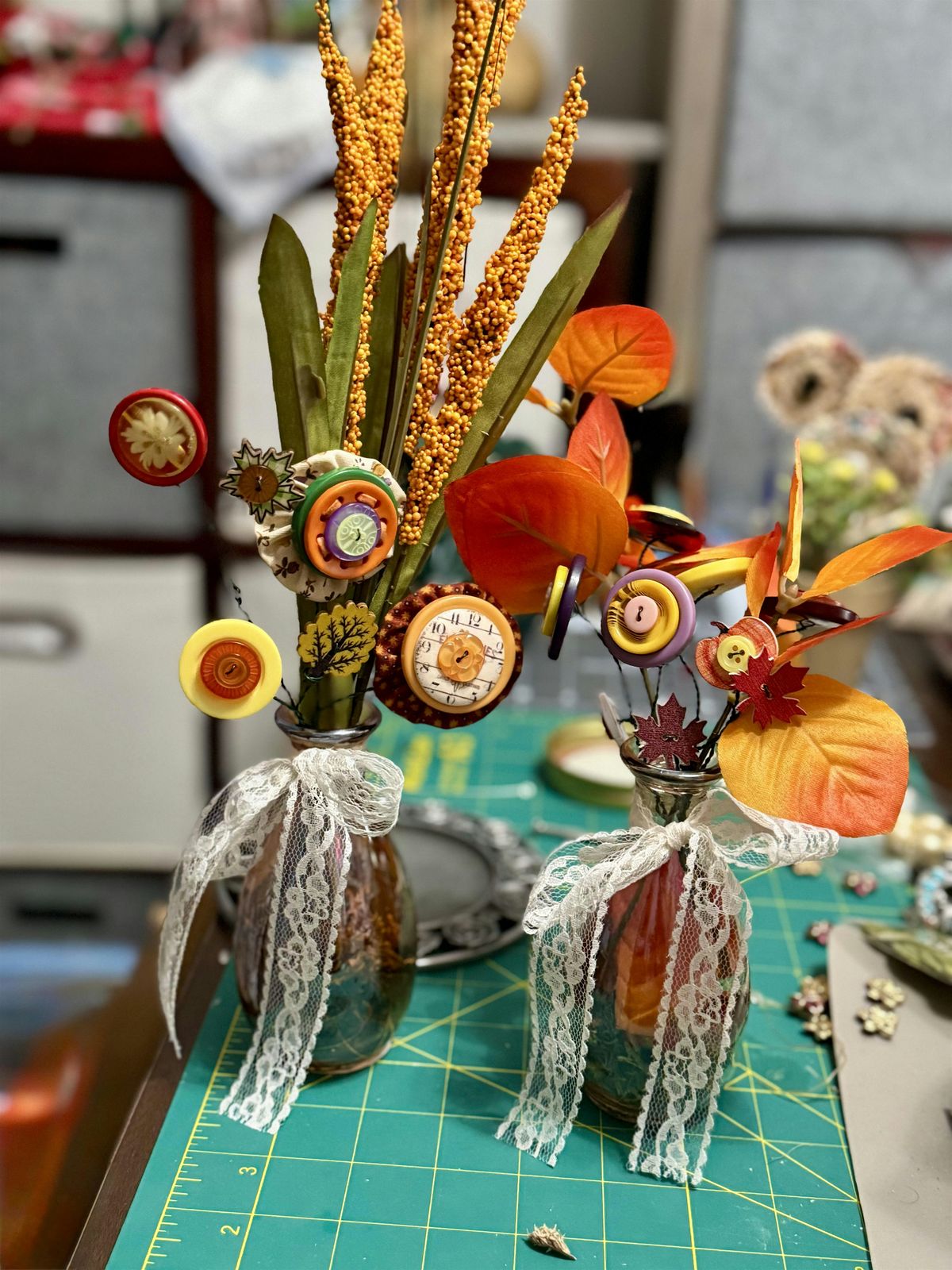 Fall\/Halloween Button Bouquet Craft Class