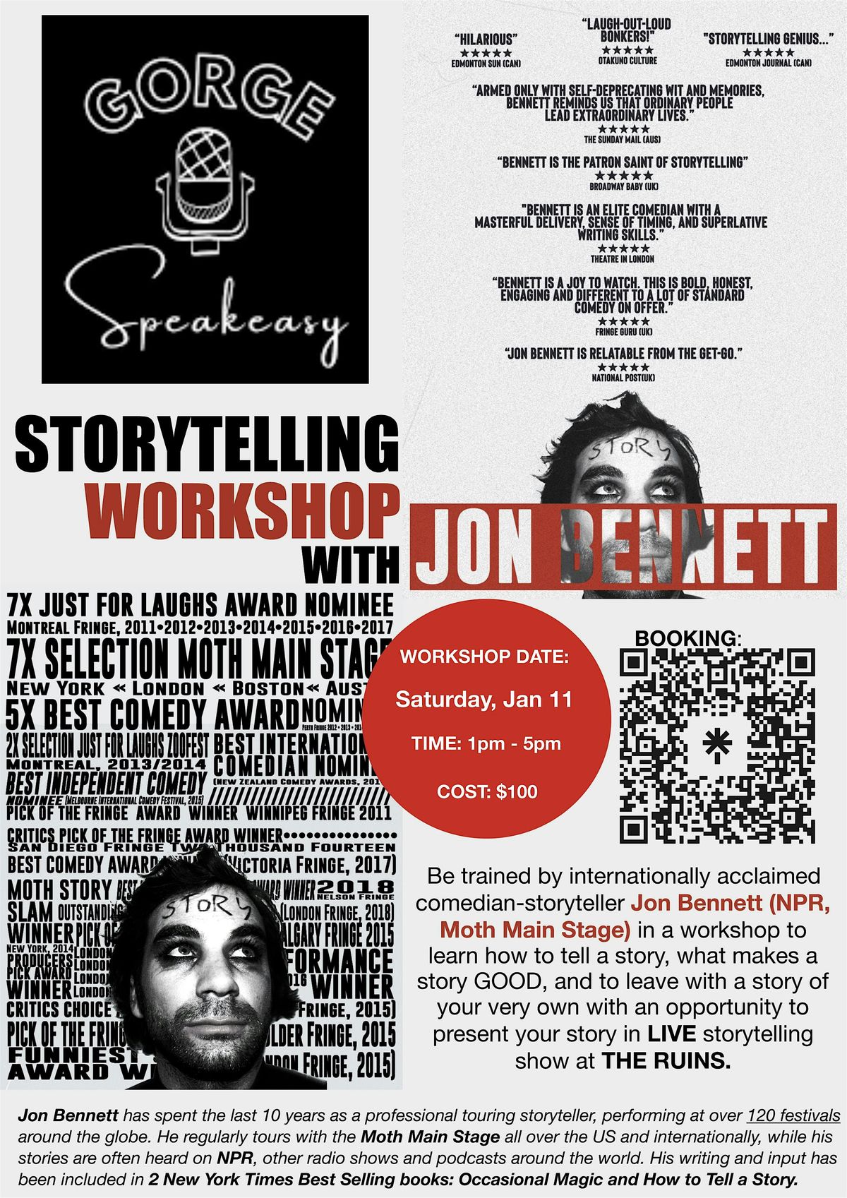 Storytelling Workshop with Award-Winning Comedic Storyteller Jon Bennett