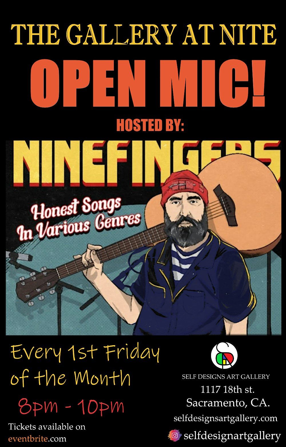 THE GALLERY AT NITE OPEN MIC! HOSTED BY NINE FINGERS