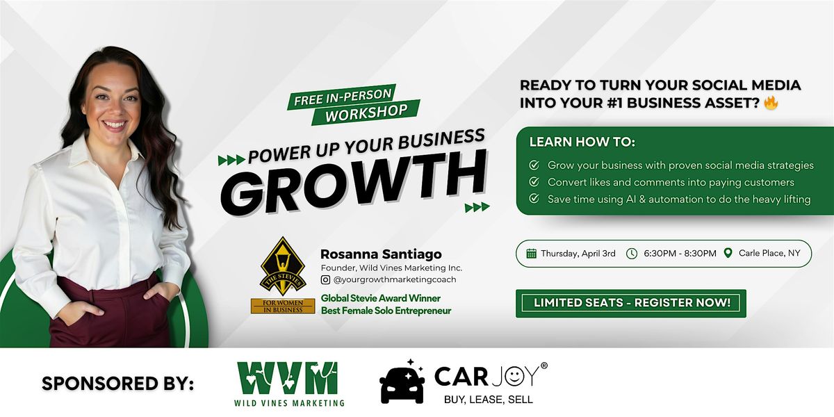 Free In-Person Business Growth Workshop 4\/3 6:30pm-8:30pm [Carle Place, NY]