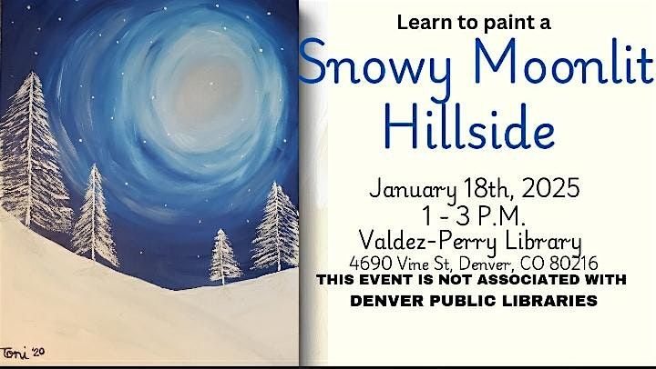 Paint a Snowy Moonlit Hillside