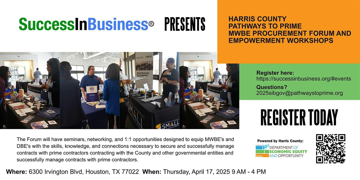 Success In Business\u00ae Presents "Pathways to Prime" MWBE Procurement Forum