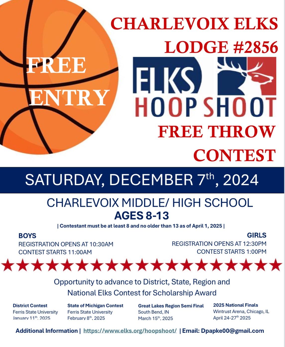 Charlevoix Elks Lodge #2856 Hoop Shoot Contest