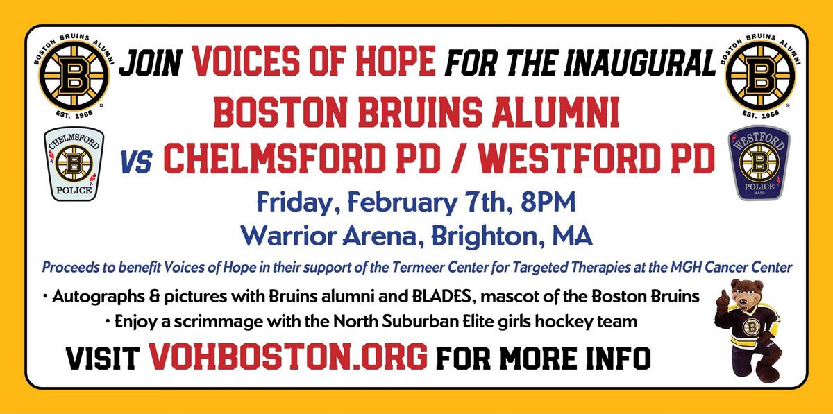 Boston Bruins Alumni vs Chelmsford \/ Westford PD to Benefit VOH!