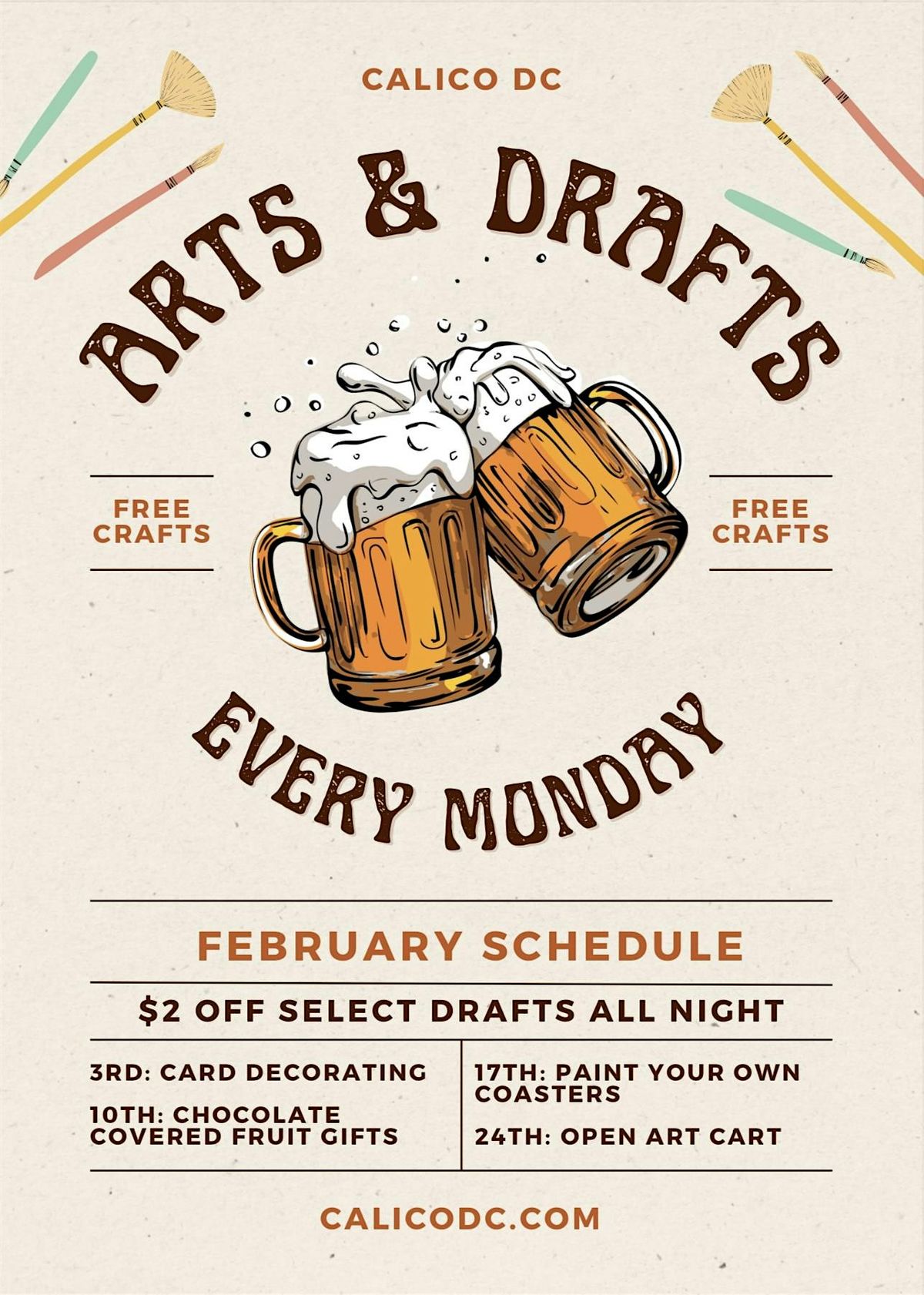 "Arts & Drafts" at Calico (Paint Your Own Coasters)