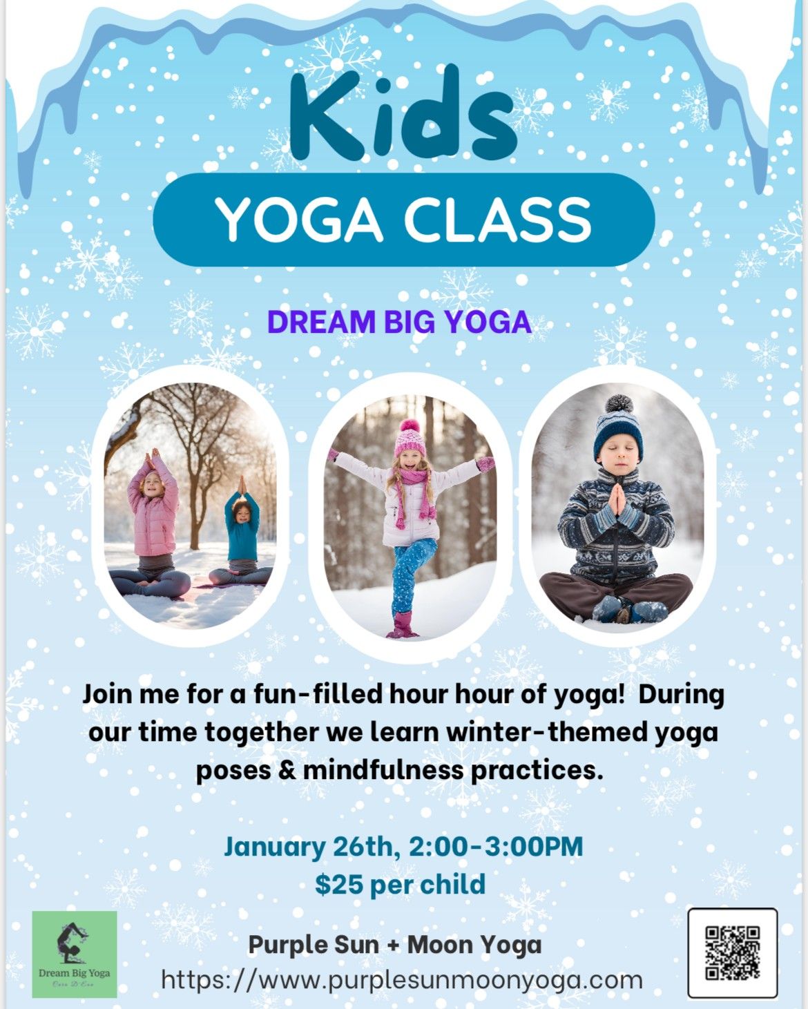 Kids Winter Yoga Class with Dream Big Yoga