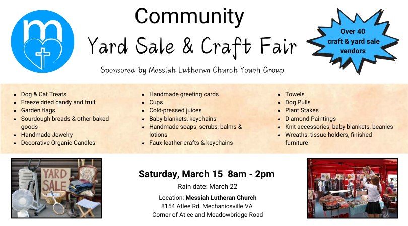 2nd Annual Community Yard Sale and Craft Fair