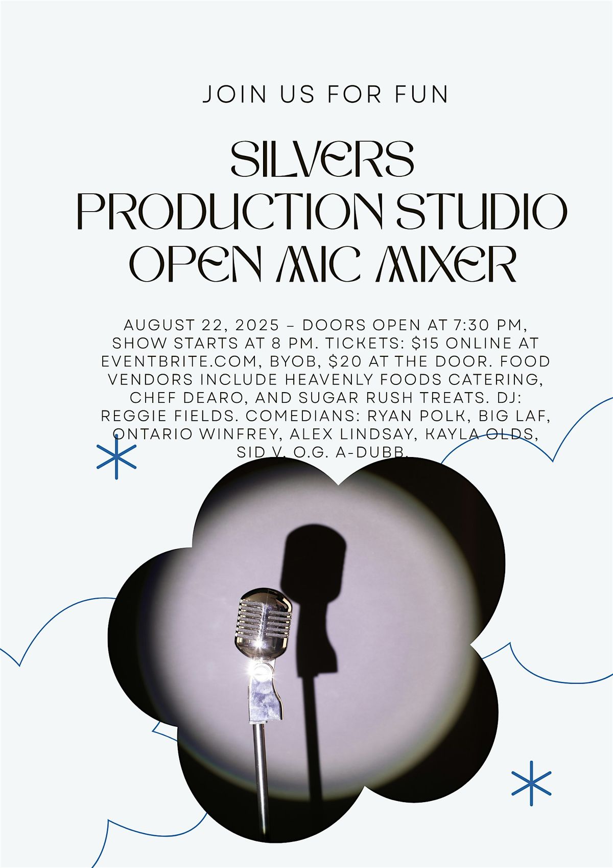 Comedy Open Mic Night and Mixer at Silvers Production Studio