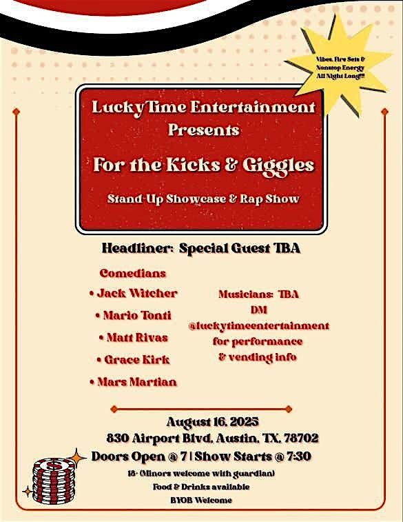 For the Kicks n Giggles Comedy\/Rap Show ATX @deliahsfrontporch
