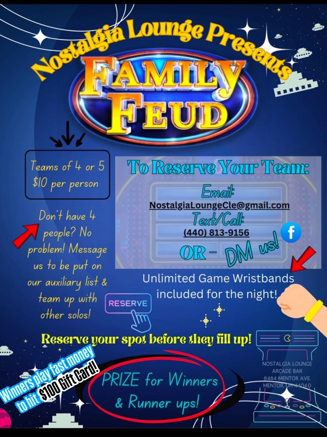 Family Feud @ Nostalgia! Taking Reservations Now! Filling Fast!!