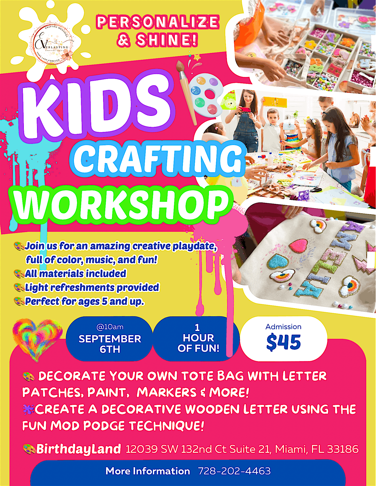 KIDS CRAFTING WORKSHOP \u2013 PERSONALIZE & SHINE!