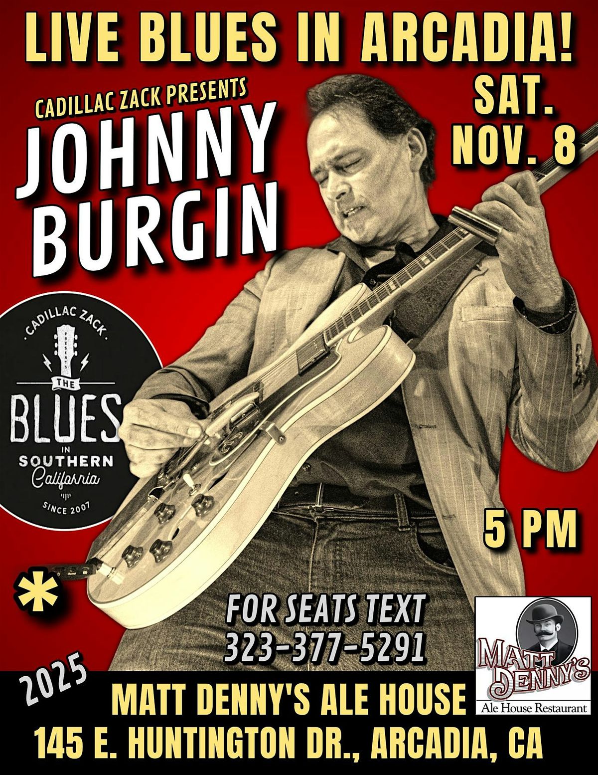 JOHNNY BURGIN - Blues Guitar Master from Chicago  - in Arcadia!