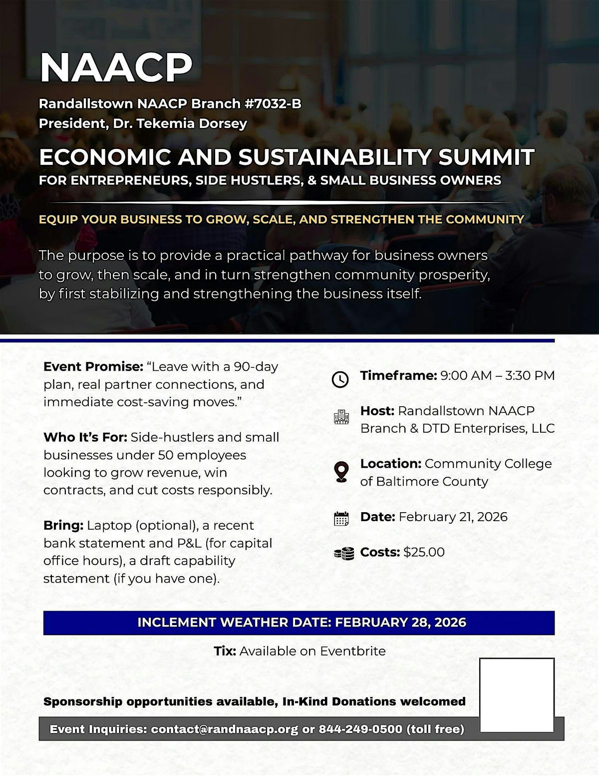 Summit: Economic Development & Sustainability for Entrepreneurs, Side Hustl