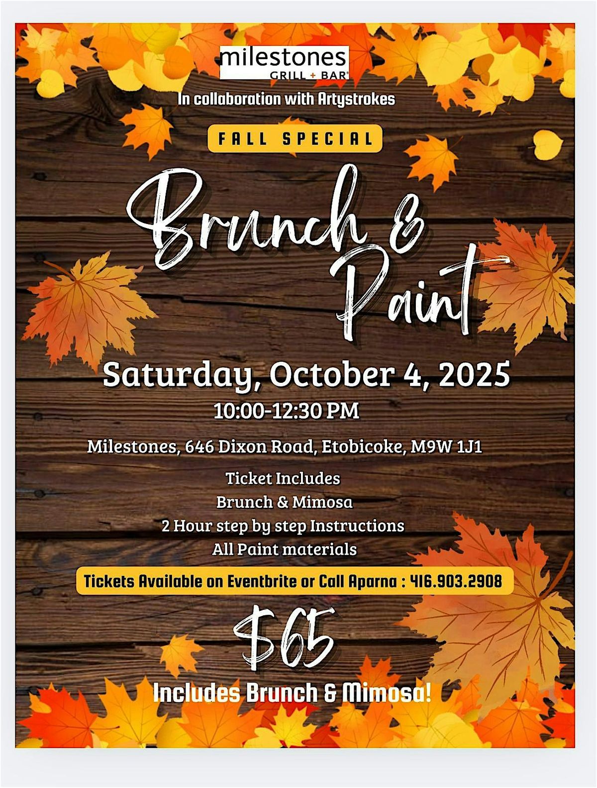 Fall special Brunch & Paint - Etobicoke