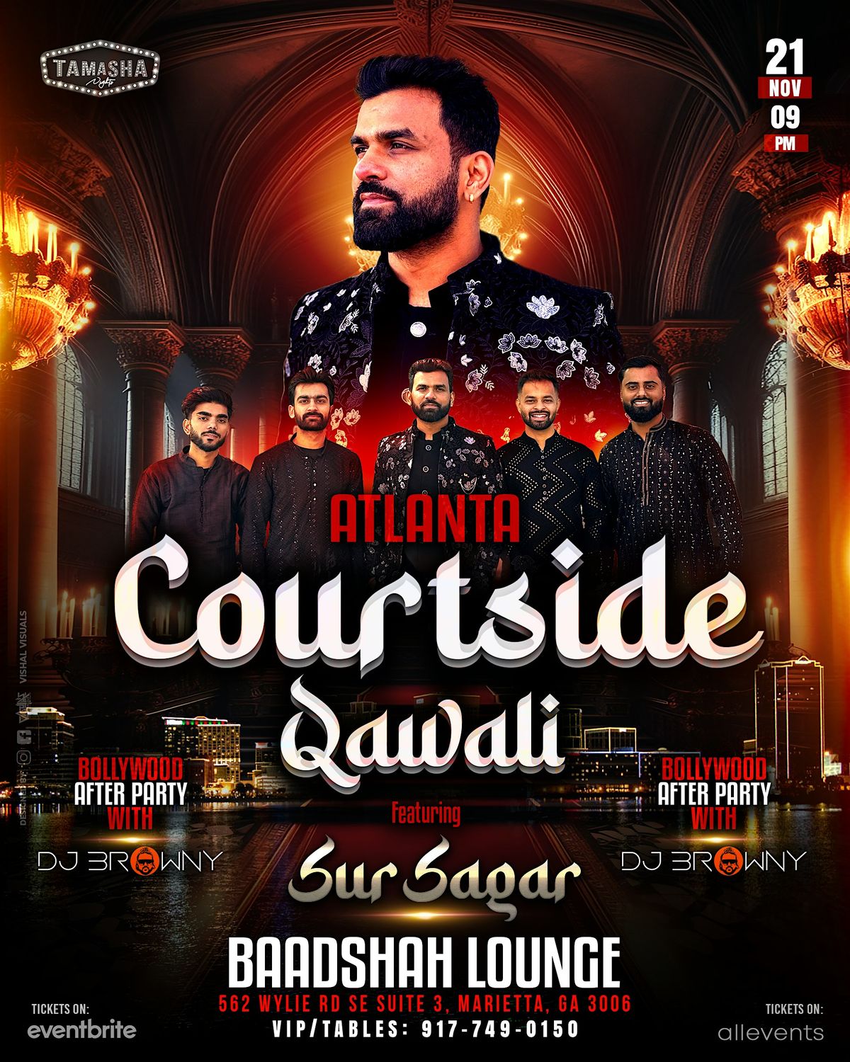 ATLANTA'S COURTSIDE QAWALI FT. SURSAGAR @BAADSHAH LOUNGE