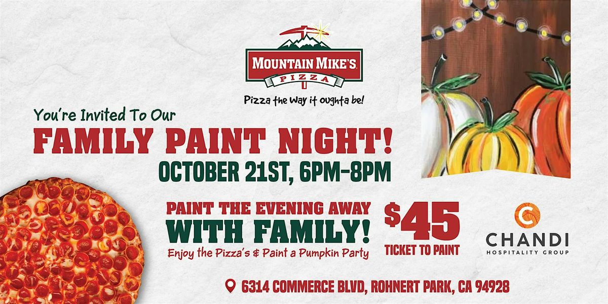 Family Paint Night & Pizza Party \u2013 Oct 21 Rohnert Park