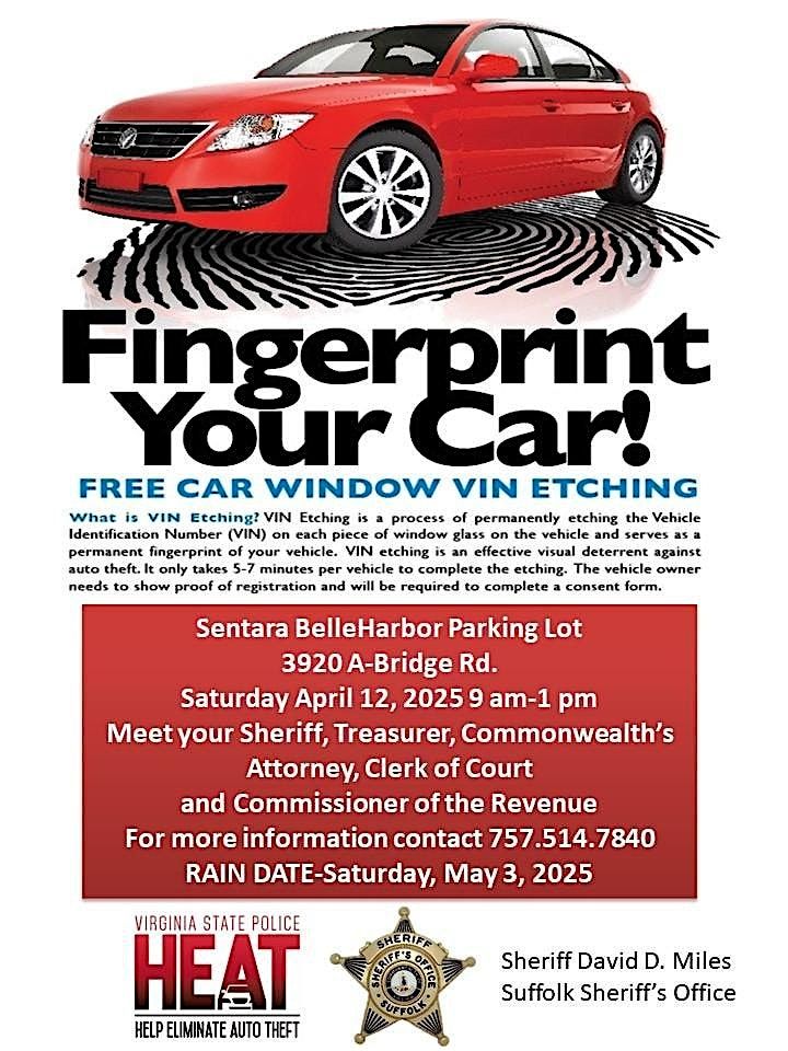 Vin Etching-Fingerprint Your Car and Meet your Constitutional Officers!