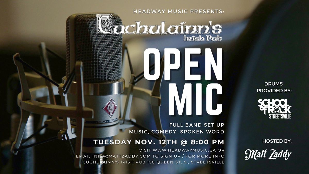 Cuchulainn's Open Mic Tues. Nov 12th hosted by Matt Zaddy