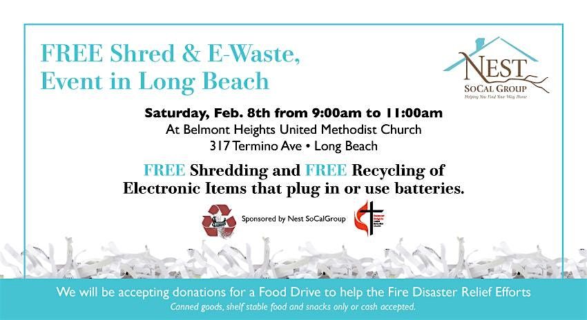 Free Shredding and E-Waste Disposal Event with Food Drive for Fire Victims