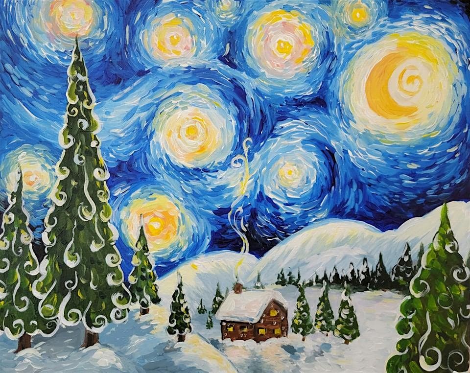 Winter Starry Night Sip and Paint
