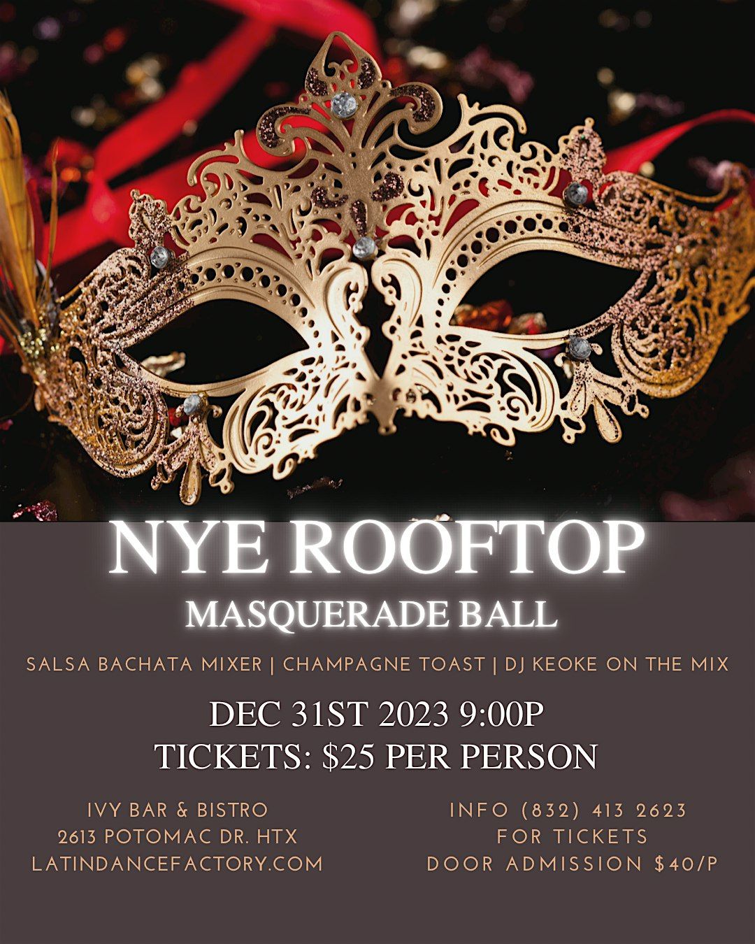 Masquerade NYE Salsa Bachata Party! On the Rooftop