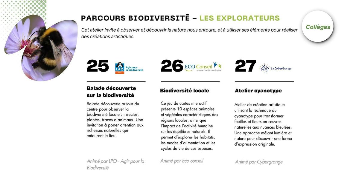 Parcours Biodiversit\u00e9 - Les Explorateurs - Coll\u00e8ges - 15h \u00e0 16h30