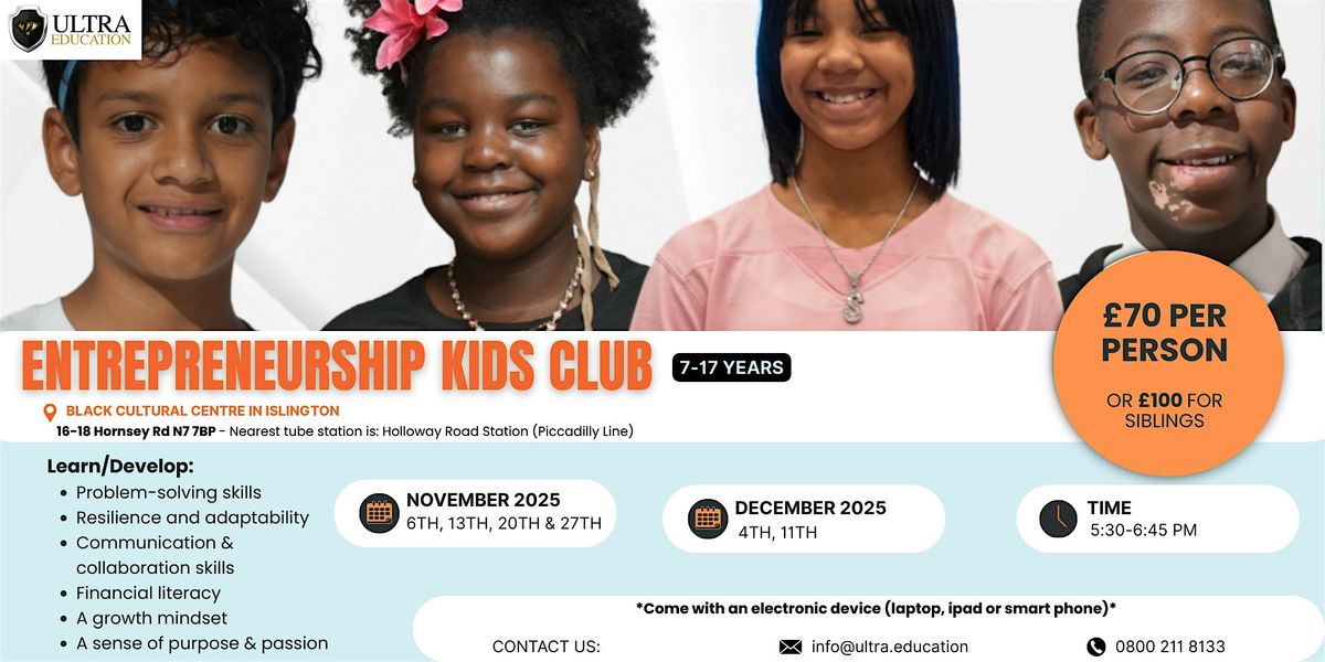 In-Person Entrepreneurship Kids Club with Ultra Education