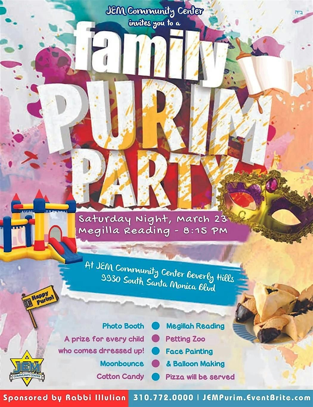 Purim  Party & Megillah Reading~Petting Zoo, Face Painting ~Beverly Hills