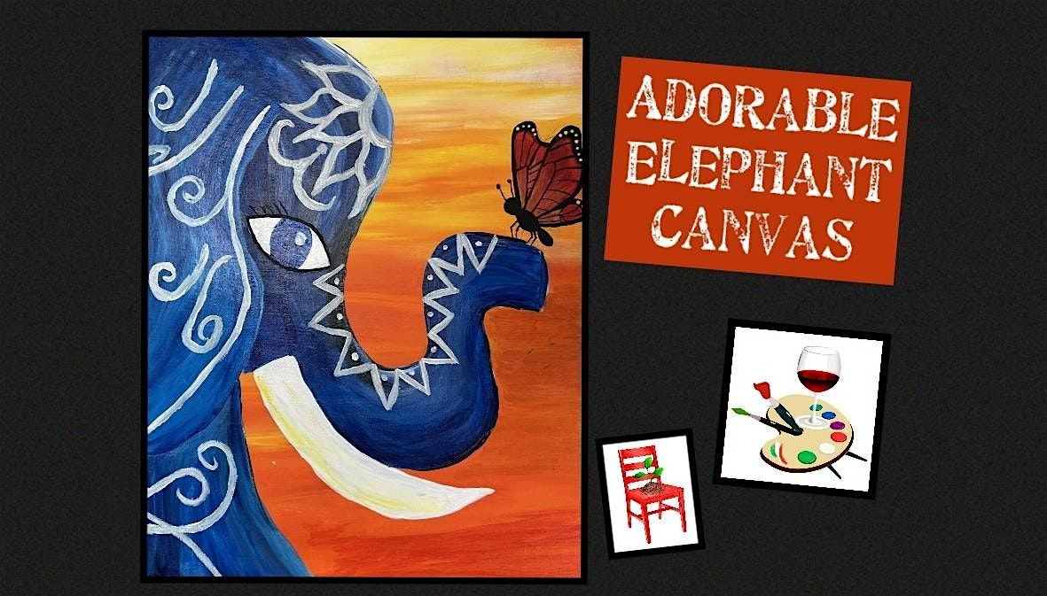 Adorable Elephant & Butterfly Canvas