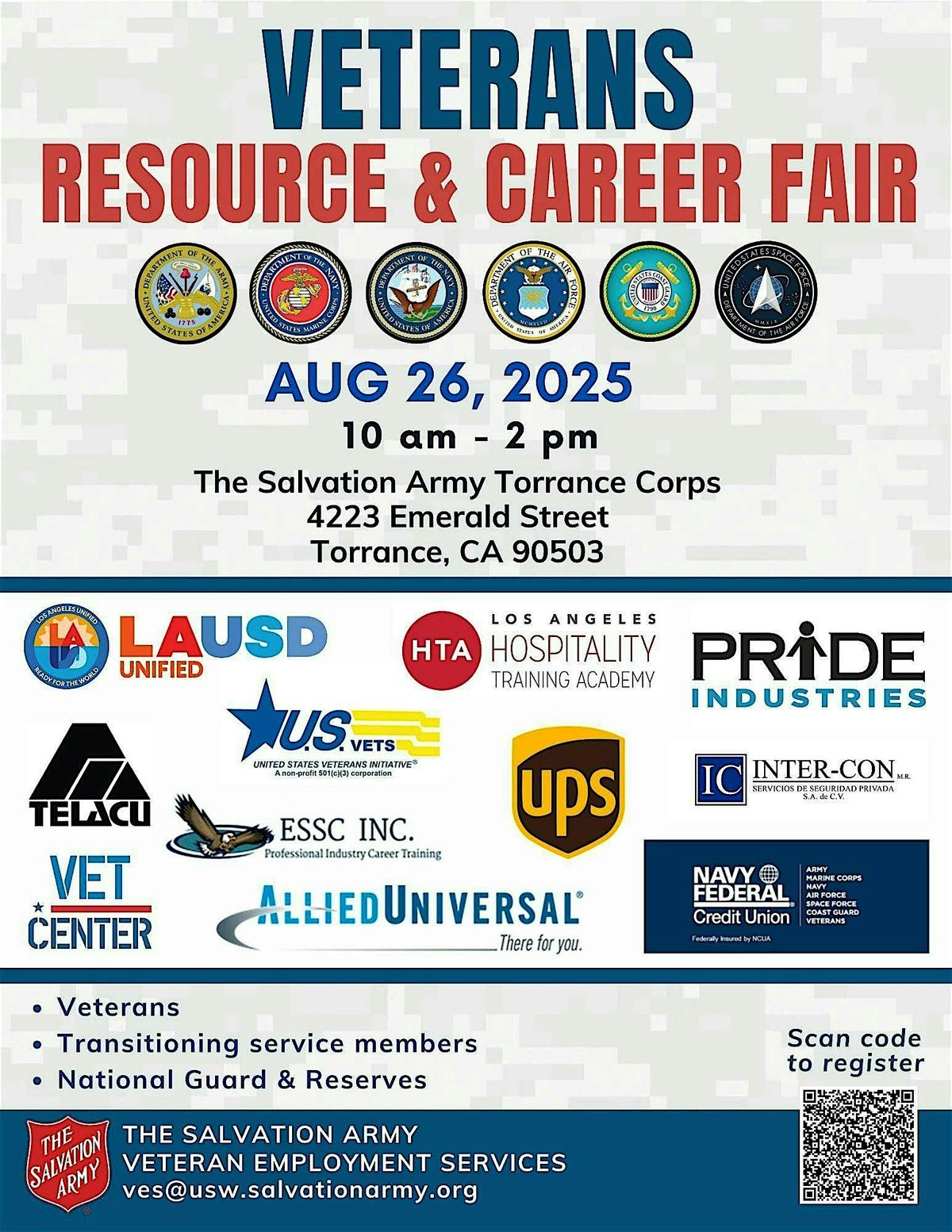 The Salvation Army: Veteran Employment Services \u2013 Resource and Career Fair
