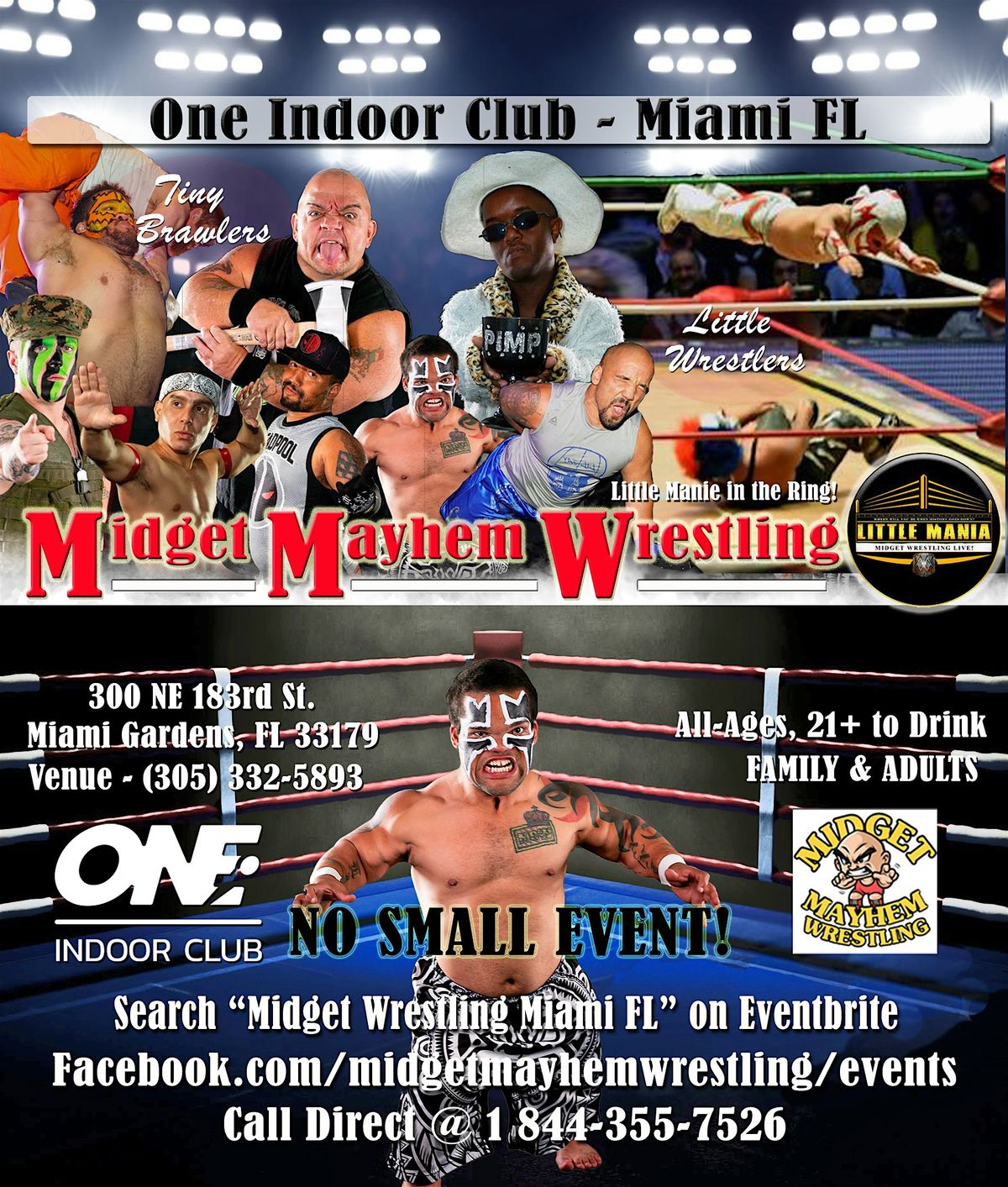 Midget Mayhem \/ Little Mania Wrestling! Miami Gardens FL (All-Ages)