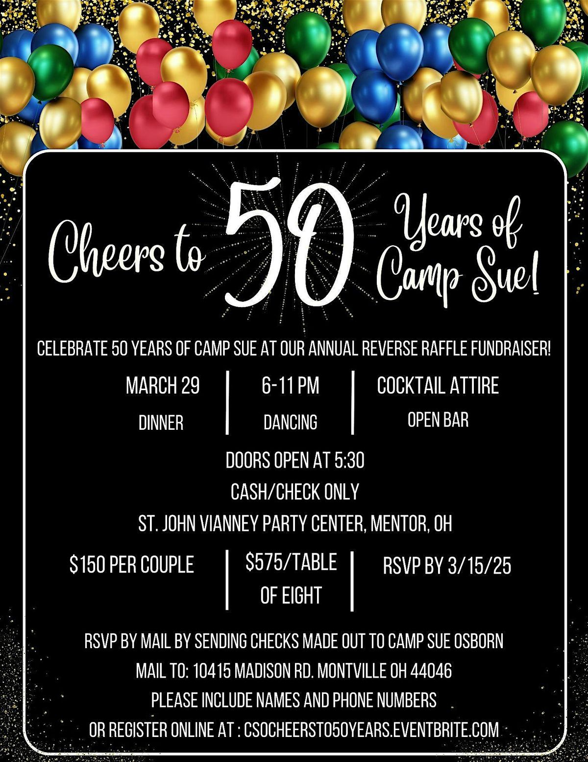 Cheers to 50 Years: Camp Sue Osborn Annual Reverse Raffle