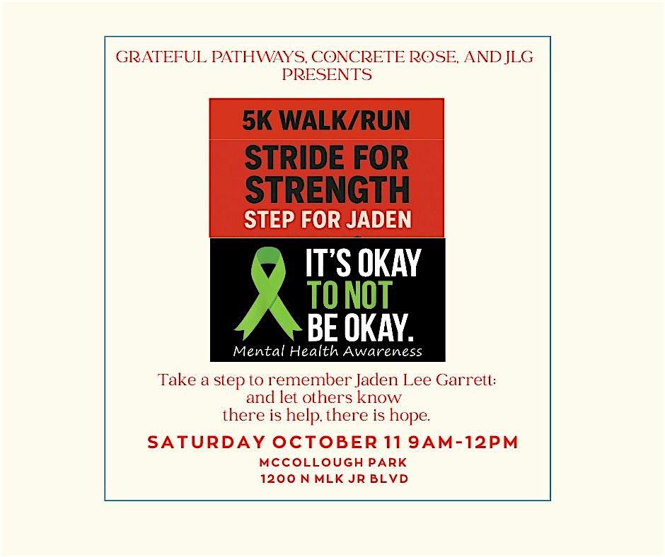 Stride for Strength:  Step for Jaden \u2013 5K Walk\/Run