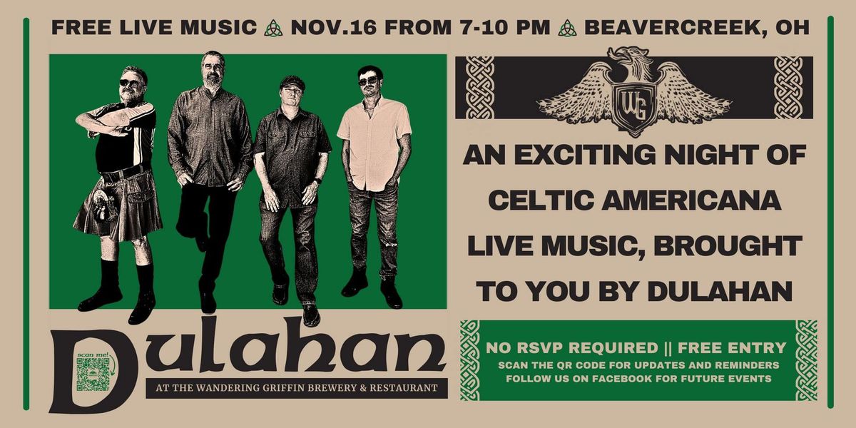 Celtic\/Americana band DULAHAN FREE CONCERT at the Wandering Griffin