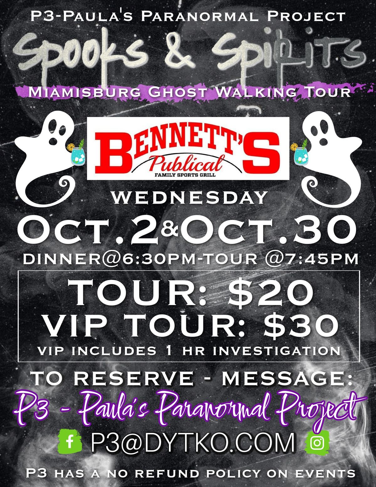 Miamisburg Spooks & Spirits Walking Tour With VIP Ghost Hunt Opportunity